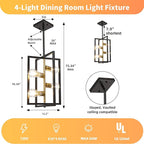 Black and Gold Chandelier Light Fixture: 4-Light Farmhouse Kitchen Island Lighting, Geometric Dining Room Light Fixtures, Rustic Industrial Entryway Chandelier, for Living Room, Bedroom, Foyer