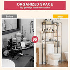 Over Toilet Bathroom Organizer, 7-Tier Study Metal Toilet Storage Shelf for Toilet Paper, Towels, Toiletries, Easy Assembly, Freestanding, Perfect for Small Space, Apartment, Dorm, Powder Room