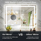 44x36 Inch LED Bathroom Mirror with Lights Front and Backlit Lighted Vanity Mirror for Bathroom Wall with 3 Colors Dimmable Anti-Fog Memory Shatter-Proof IP54 Waterproof Horizontal/Vertical