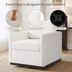 UIXE Swivel Accent Chair, Chenille Upholstered Armchair Comfy Club Chair for Living Room, Mid Century Modern Arm Chair Single Sofa Nook Bedroom Side Reading Seat - Beige