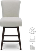 CHITA 26 Inch Counter Height Swivel Bar Stools Set of 3, FSC Certified Modern Upholstered Swivel Barstool Chairs with Back, Fabric in Linen