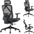 Ergonomic Office Chair with Lumbar Support, 3D Adjustable Armrest, Mesh Home Office Desk Chairs, Swivel Computer Chair, High Back Reclining Executive Office Chair,400lbs Capacity (Black)