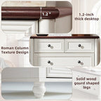 Farmhouse Dressers and Night Stand Set of 3, Wood 43.5'' Tall Dresser and 18'' Wide Chest of Drawers, Roman Column Nightstand Set of 2, Bedroom Furniture Dresser Suites for Living Room, Hallway, Home