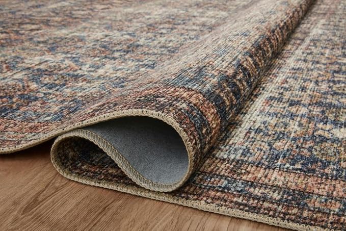 Loloi Amber Lewis Billie Collection BIL-02 Ocean/Brick 2'-6" x 12'-0", 0.19" Thick Runner Rug