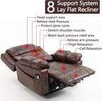 Big Man Power Lay Flat Lift Chair Oversized Recliner Dual Motor Heat Vibration for Elderly, Overstuffed Electric 28" Extra Wide Recliners with Flip Arm Storage Cup Holders,USB Type C Charging