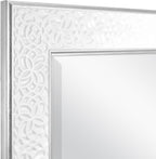 MCS Nordic Blossom Large Wall Mirror, Modern Rectangle Mirror Home Decor for Living Room, Bedroom, or Bathroom, 21 by 25 Inch, White