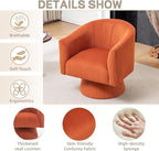 Swivel Accent Chair,Modern 360° Swivel Barrel Chair, Corduroy Upholstered Single Sofa for Living Room, Bedroom(Orange)
