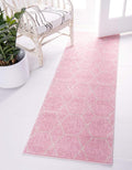 Unique Loom Trellis Frieze Collection Area Rug - Geometric (2' x 8' 8" Runner, Light Pink/ Ivory)