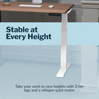 Vari ComfortEdge Electric Height Adjustable Standing Desk - 40x26 Varidesk Sit-Stand Desk for Home Office, Sloped Ergonomic Front Edge, Stable Legs, Easy Assembly, 2 Boxes - Walnut Top/White Legs