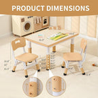 Toddler Table and 2 Chairs, Height-Adjustable Kids Table and Chairs Set, 31.5''L x 23.6''W Children Activity Table for Boys and Girls Aged 3-8