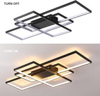 GEADI Large Modern LED Ceiling Light, 35.4" Dimmable Flush Mount Ceiling Lights with Remote Control, Black 3 Rectangular Light Fixtures for Kitchen Bedroom Dining Room(3000-6500K)