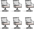 Sophia & William Swivel Patio Chairs Set of 6, Metal Rocker Patio Outdoor Dining Chairs Set with Seat Cushions, Wrought Iron Patio Bistro Furniture Chairs with Armrest for Garden, Yard, 6 Pack