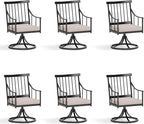 Sophia & William Swivel Patio Chairs Set of 6, Metal Rocker Patio Outdoor Dining Chairs Set with Seat Cushions, Wrought Iron Patio Bistro Furniture Chairs with Armrest for Garden, Yard, 6 Pack