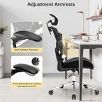 Heavy Duty Office Chair - 400lbs Home Office Desk Chairs with Soft 3D Modeling Wide Foam Cushion, Ergonomic Desk Computer Chair with Adjustable Headrest and Flip-Up Arms for Study, Bedroom