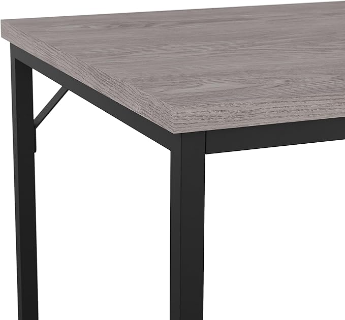 Martha Stewart Noah Home Office Parsons Desk in Gray Wood Grain with Oil Rubbed Bronze Metal Frame