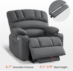 MCombo Power Lift Recliner Chair for Elderly, Lift Chair with Heat and Massage, Extra Wide Lift Recliner for Big People, Faux Leather R7096 (Medium-Wide, Grey)