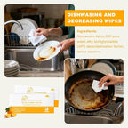 Dish Cleaning Wipes Individually Wrapped Travel Dish Soap Wipes Orange Scent Disposable Wipes Portable for Kitchen Outdoor Traveling Camping RV Quick Clean (200)