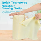 Matthew Microfiber Cleaning Cloth Roll 72Pack (12" x 12") Reusable Paper Towels&Washable Tear Away Towels,Ultra Water Absorbent Lint&Streak Free Cleaning Rags for Glass,Dishwash,Bathroom,Cars-Yellow