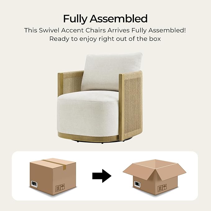 CHITA Braid Swivel Accent Chairs, Modern Comfy FSC Certified Armchair with Paper Cord & Wood Frame for Living Room and Bedroom, Fully Assembled - Mink