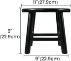 CONSDAN 9-Inch Round Step Stool for Adults & Kids, USA Grown Solid Oak Hardwood Ottoman, Sturdy Small Foot Stool for Kitchen, Bedside, Nursery, Shoe Changing, Plant Stand, Fully Assembled (Black)
