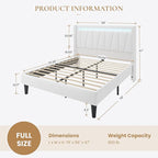 SHA CERLIN Full Size Bed Frame with Charging Station and LED Lights, Modern Velvet Platform Bed with Upholstered Geometric Wingback Headboard, No Box Spring Needed, Easy Assembly, White