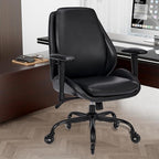BEWISHOME Home Office Desk Chair, Black Leather Executive Chair with Adjustable Armrests, Computer Chair with Lumbar Support, 360° Swivel Ergonomic Rolling Chair for Adults, Up to 320lbs，BBY02B