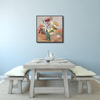 Wieco Art Framed Wall Art Japanese Vase with Roses and Anemones by Vincent Van Gogh Oil Paintings Reproduction Artwork Flowers on Canvas Wall Art for Home and office Decorations