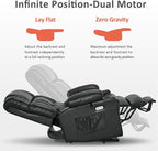 MCombo Dual Motor Large Power Lift Recliner Chair for Elderly, Lay Flat Lift Chair with Heat and Massage, Big Lift Recliner for Tall People, Faux Leather 7896 (Black, Large)