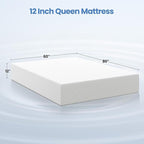 Yaheetech 12 Inch Queen Mattress 3 Foam Layer Cooling Gel Memory Foam Mattresses, Green Tea for Fresher Sleep, Medium Firm, CertiPUR-US Certified, No Fiberglass, Queen Size Mattress in a Box
