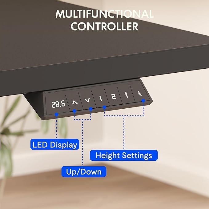 FLEXISPOT EN2 Whole-Piece Standing Desk with Clamp Power Strip, 60 x 24 Electric Stand Up Height Adjustable Desk with Cable Management (White Frame + 60" Black Desktop, 2 Packages)