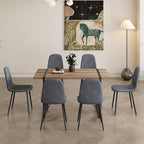 6 Chair Dining Table Set，Dinner Table Set for 6, 55'' Kitchen Table and Suede Nap Fabic Chairs Set of 6, 7 Piece Dining Table Set for Kitchen Dining Room
