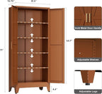 71" Tall Metal Storage Cabinet with 2 Doors and 4 Adjustable Shelves, 5-Tier Kitchen Pantry Storage Cabinet for Kitchen, Living Room, Dining Room and Office, Brown
