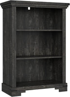 3-Tier Farmhouse Bookshelf, Book Shelf with Open Storage & One Adjustable Shelf, 9.8" D x 26" W x 38" H, Wooden Bookshelf for Study Room, Living Room, Kitchen, Bedroom (Black)