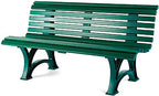 Plow & Hearth Weatherproof German PVC Outdoor Bench | 3-Seat | Holds Up to 500 lbs | Garden Patio Porch Park Deck | Steel and Resin (Green)