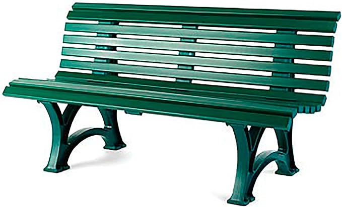 Plow & Hearth Weatherproof German PVC Outdoor Bench | 3-Seat | Holds Up to 500 lbs | Garden Patio Porch Park Deck | Steel and Resin (Green)