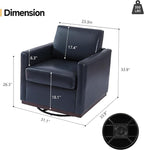 Pia Ricco Easy to Clean PU Swivel Barrel Chair Set of 2, Modern Faux Leather Accent Armchair, Mid-Century Style for Living Room & Office, Vegan Leather, Navy