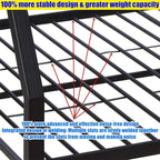 Higher Quality & Stronger Metal Queen Over Queen Bunk Bed, Thickened Heavy Duty More Stable Safer Black Steel Bunkbed Bunk Queen Bed (Easier to Assemble) (Queen Over Queen-1)