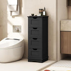 Giantex Bathroom Storage Cabinet with 4 Drawers, 32" Freestanding Storage Organizer Unit with Cutout Handles, Anti-Tipping Device, Narrow Floor Cabinet for Hallway, Living Room, Entryway (Black)