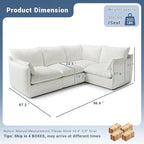 Cloud Modular Sectional Sofa, Waterproof Down Filled Sectional Sofas, High Backrest 4 Seater Sectional Couches for Living Room, Modern Modular Couch with Removable Cover, Cream White