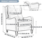 Pushback Recliner Chair, PU Leather Push Back Armchair, Upholstered Recliner Chair 105-135 Degree Adjustable, Retro Accent Chair for Living Room Bedroom - Gray
