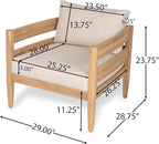 Christopher Knight Home Annie Acacia Wood Outdoor Chairs Set of 2, Patio Lounge Chair Outdoor with Slatted Back, Accent Chair with Cushions, Stylish Armchair for Balcony/Garden, Beige + Light Teak
