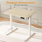 ERGOMAKER Electric Standing Desk, 31.5" x 23.6" Height Adjustable Sit Stand Desk with Splice Board for Home Office, Computer Desk Memory Preset (White Frame, Gold Oak Desktop)