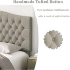 King Headboard Only, Upholstered Headboard King for Adjustable Bed Linen Tufted Calking Size Wall Mounted Head Board with Solid Wood Legs Head Board, Linen