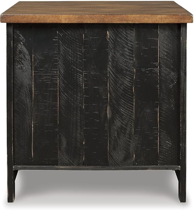 Signature Design by Ashley Valebeck Farmhouse Rectangular End Table with Storage, Distressed Brown & Black Finish