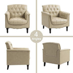 Lumibee Faux Leather Armchair, Contemporary Accent Chair with Nailhead Trims & Wood Legs for Living Room, Upholstered Comfy Arm Chair for Office,Bedroom-Beige