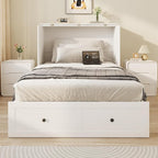 Twin Murphy Bed with Built-in Charging Station, Space-Saving Murphy Bed Chest Twin with Drawer, Foldable, for Home Office Guest Room Bedroom White
