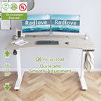 Radlove Electric Standing Desk, 55 x 30 Height Adjustable Computer Desk Sit Stand Desk Home Office Desks with Splice Board and A Under Desk Cable Management Tray (White Frame + Oak Top)