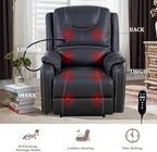 Zero Gravity Power Recliner Chairs for Adults 139°Single Sofa Chair Massage and Lumbar Heating with USB Port, Phone Holder, Side Pocket, Eco Leather(Black)