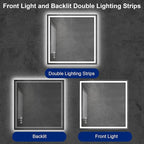 Awoco 36''x36'' LED Bathroom Mirror with Light, Lighted Vanity Mirror with Backlit and Front Light, Dimmable Anti-Fog Memory Function Lighted Mirror with 3 Colors for Bathroom Wall