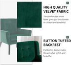 Dolonm Midcentury Modern Velvet Accent Chair with Arms, Upholstered Reading Side Chair Tufted Back Decorative Wingback Chair for Living Room Bedroom (Retro Green)